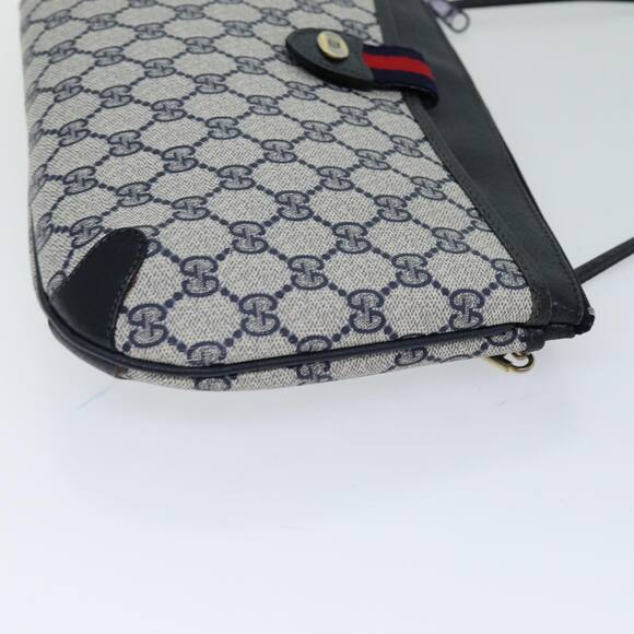 GUCCI GG Supreme Sherry Line Shoulder Bag Pvc Navy Red 39 02 026 - Picture 4 of 16
